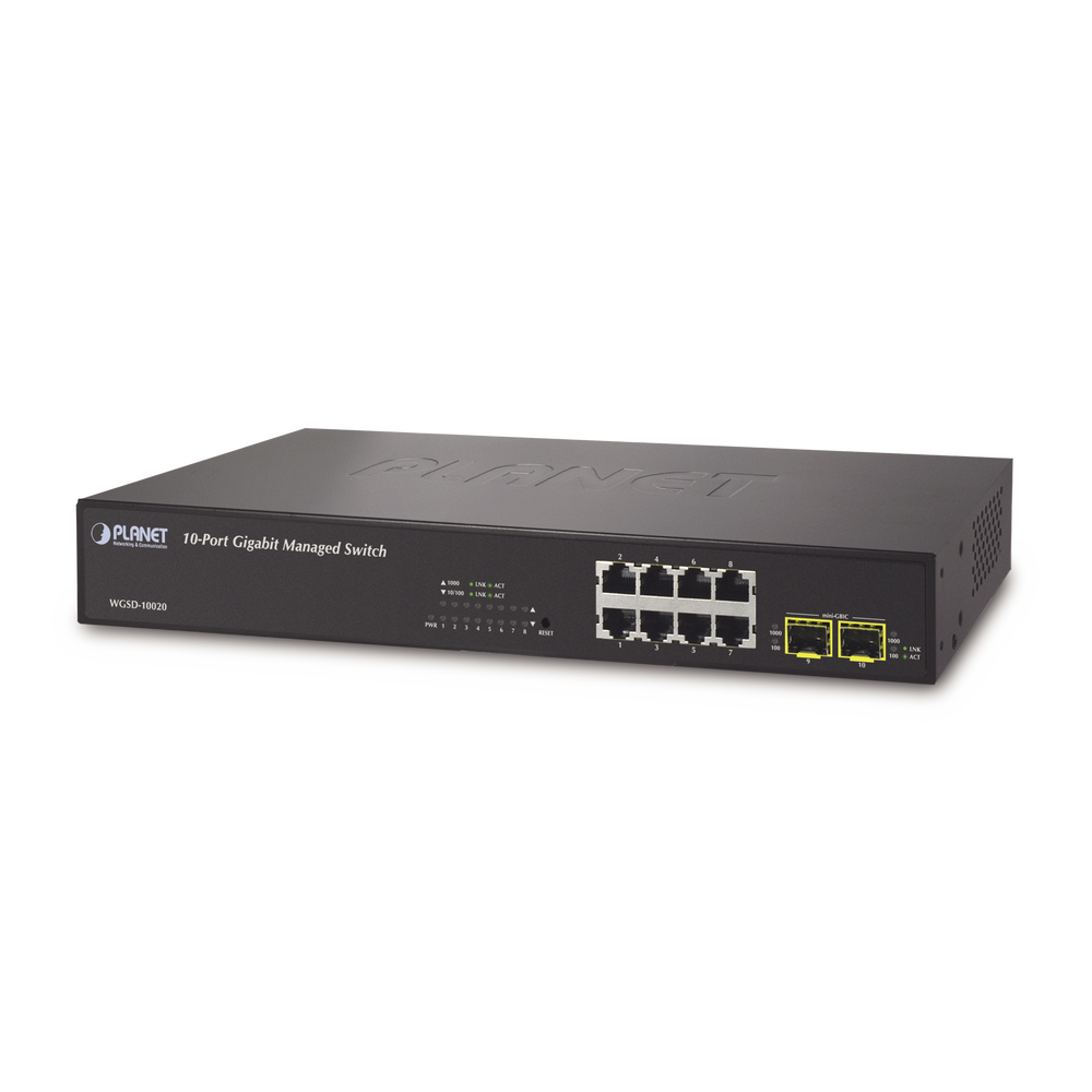 PLANET WGSD-10020 Switch administrable L2+ 8 puertos 10/100/1000T + 2 100/1000X SFP